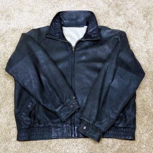 Nordstom Black Bomber Style Leather Jacket